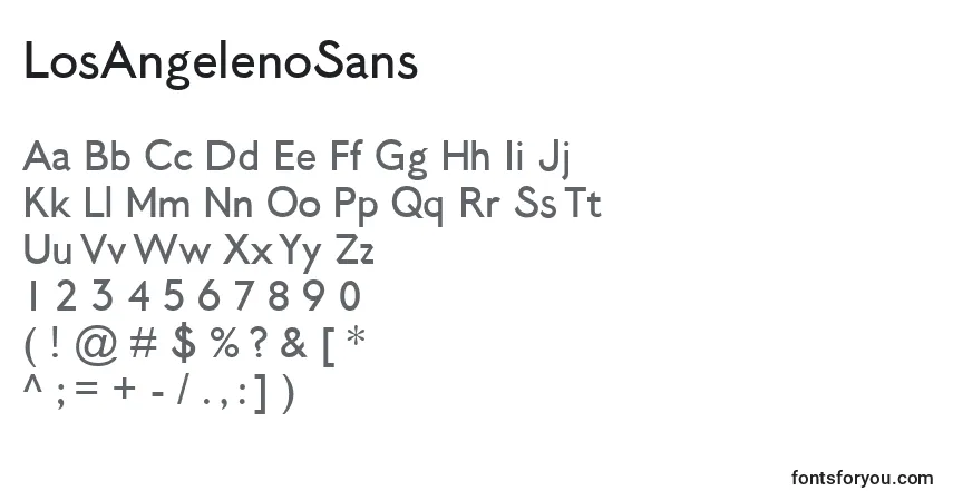 A fonte LosAngelenoSans – alfabeto, números, caracteres especiais