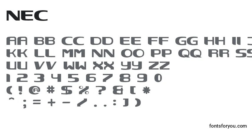 A fonte Nec – alfabeto, números, caracteres especiais