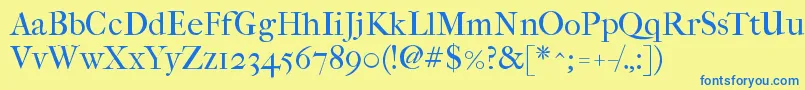 Imfefcrm28p Font – Blue Fonts on Yellow Background