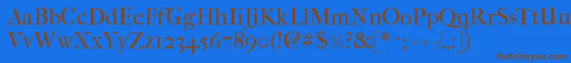 Imfefcrm28p Font – Brown Fonts on Blue Background