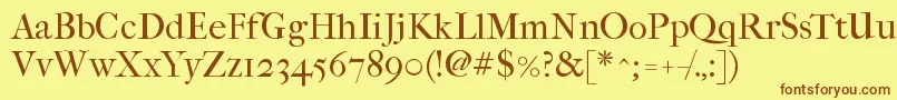 Imfefcrm28p Font – Brown Fonts on Yellow Background