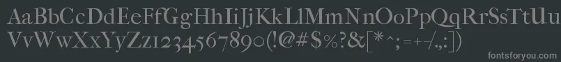 Imfefcrm28p Font – Gray Fonts on Black Background