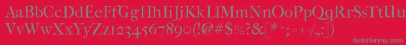 Imfefcrm28p-Schriftart – Graue Schriften auf rotem Hintergrund