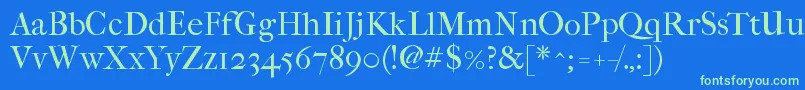 Imfefcrm28p Font – Green Fonts on Blue Background