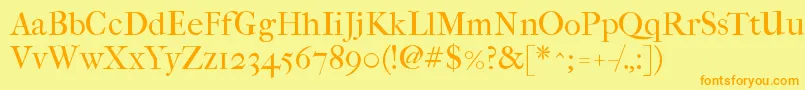 Imfefcrm28p Font – Orange Fonts on Yellow Background
