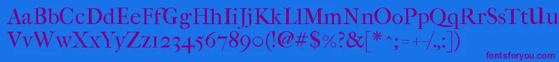 Imfefcrm28p Font – Purple Fonts on Blue Background