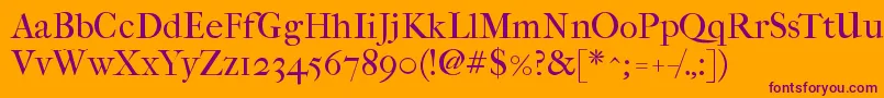 Imfefcrm28p Font – Purple Fonts on Orange Background