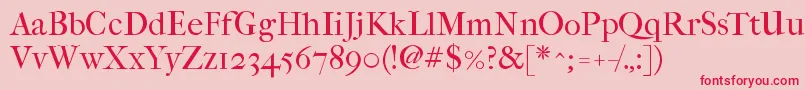Fonte Imfefcrm28p – fontes vermelhas em um fundo rosa
