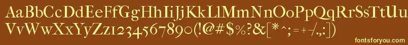 Шрифт Imfefcrm28p – жёлтые шрифты на коричневом фоне