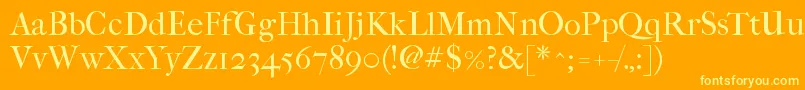 Imfefcrm28p Font – Yellow Fonts on Orange Background