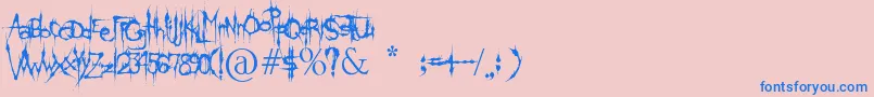 KlingeDeathBrush-Schriftart – Blaue Schriften auf rosa Hintergrund