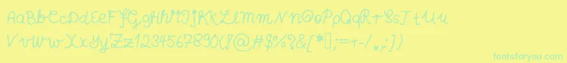 Weitere Informationen zur Annashandschrift-Schriftart Annashandschrift-Schriftart – Grüne Schriften auf gelbem Hintergrund