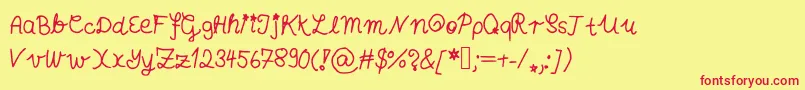 フォントAnnashandschrift – 赤い文字の黄色い背景