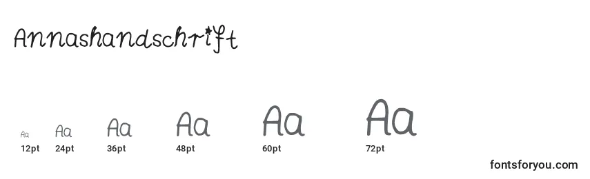 Размеры шрифта Annashandschrift