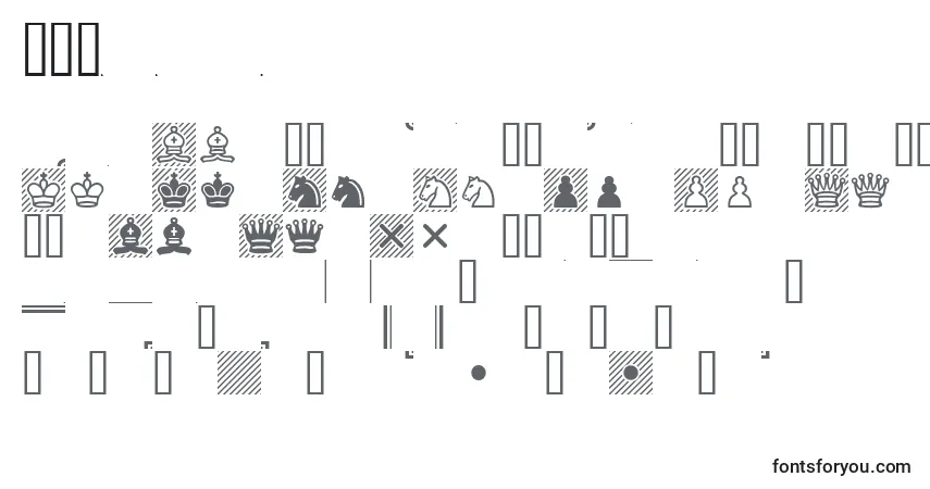 Czcionka Chess1 – alfabet, cyfry, specjalne znaki