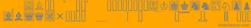Chess1-fontti – harmaat kirjasimet oranssilla taustalla