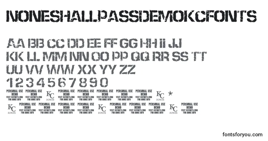 Шрифт NoneshallpassdemoKcfonts – алфавит, цифры, специальные символы
