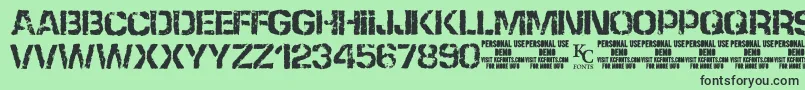 NoneshallpassdemoKcfonts Font – Black Fonts on Green Background