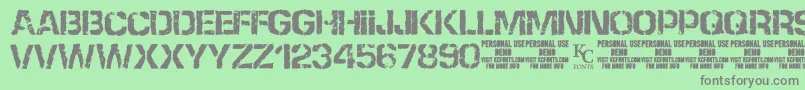 NoneshallpassdemoKcfonts Font – Gray Fonts on Green Background