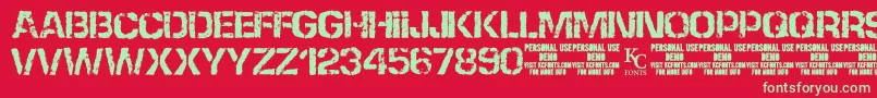 NoneshallpassdemoKcfonts Font – Green Fonts on Red Background