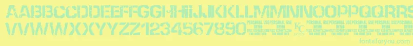 フォントNoneshallpassdemoKcfonts – 黄色い背景に緑の文字