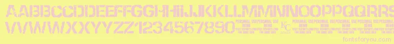 NoneshallpassdemoKcfonts-Schriftart – Rosa Schriften auf gelbem Hintergrund