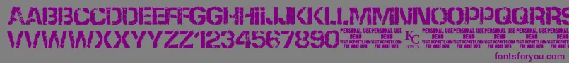 Шрифт NoneshallpassdemoKcfonts – фиолетовые шрифты на сером фоне