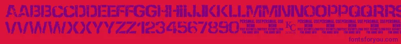 NoneshallpassdemoKcfonts Font – Purple Fonts on Red Background