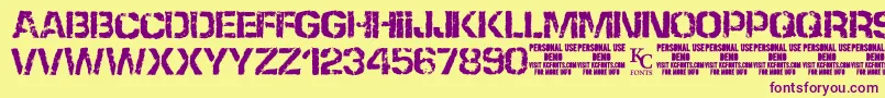 NoneshallpassdemoKcfonts-fontti – violetit fontit keltaisella taustalla