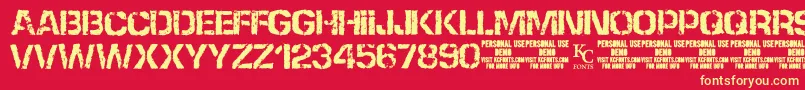 NoneshallpassdemoKcfonts Font – Yellow Fonts on Red Background