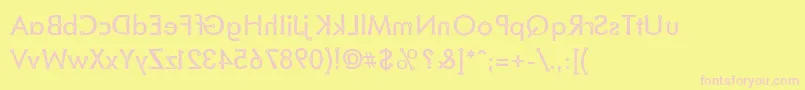BlacksmithDelightMirrored-fontti – vaaleanpunaiset fontit keltaisella taustalla