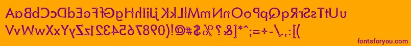 BlacksmithDelightMirrored-Schriftart – Violette Schriften auf orangefarbenem Hintergrund