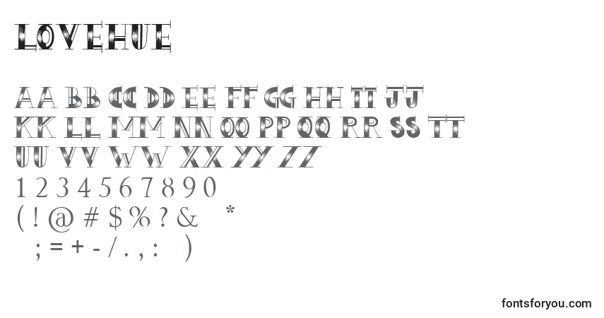 Schriftart LoveHue – Alphabet, Zahlen, spezielle Symbole