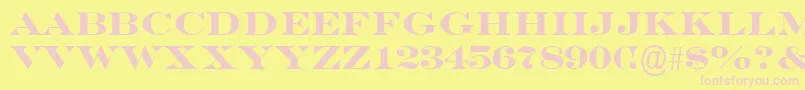 EngraversMtBold-Schriftart – Rosa Schriften auf gelbem Hintergrund