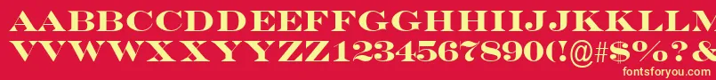 EngraversMtBold-Schriftart – Gelbe Schriften auf rotem Hintergrund
