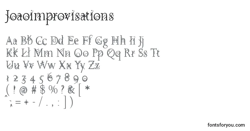 A fonte Joaoimprovisations – alfabeto, números, caracteres especiais