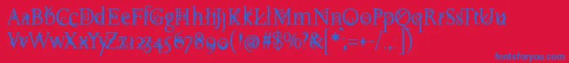 Joaoimprovisations-Schriftart – Blaue Schriften auf rotem Hintergrund