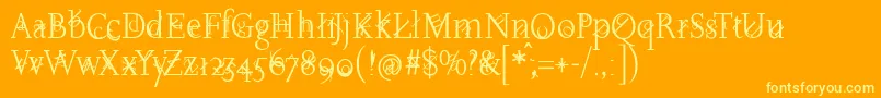 Joaoimprovisations-Schriftart – Gelbe Schriften auf orangefarbenem Hintergrund