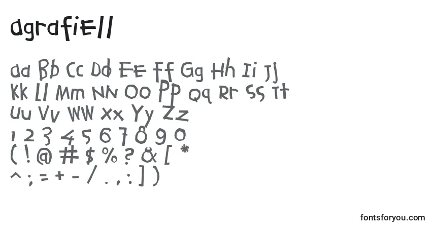 A fonte Agrafiell – alfabeto, números, caracteres especiais