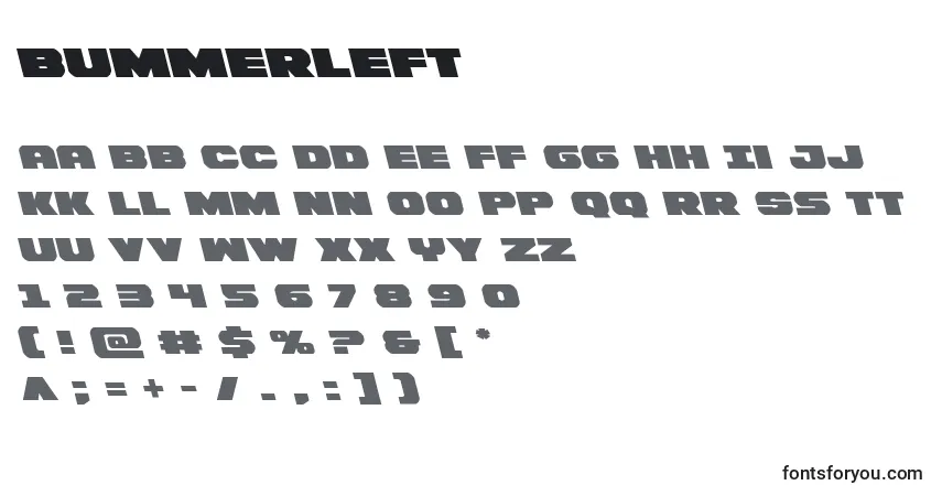 Schriftart Bummerleft – Alphabet, Zahlen, spezielle Symbole