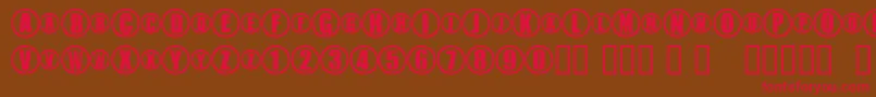 TmSprintVelocheNormal-fontti – punaiset fontit ruskealla taustalla