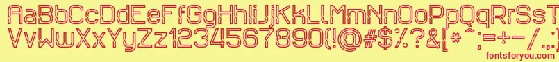 Sportrop-Schriftart – Rote Schriften auf gelbem Hintergrund