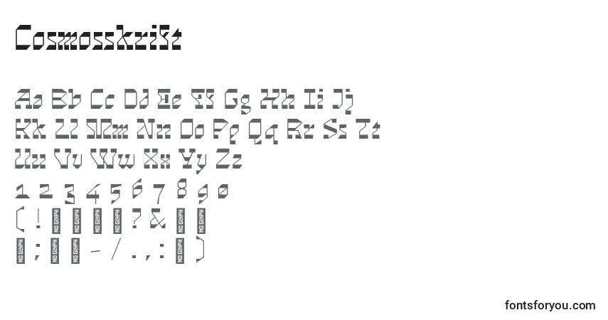 Czcionka Cosmosskrift – alfabet, cyfry, specjalne znaki