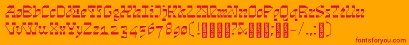 Cosmosskrift-Schriftart – Rote Schriften auf orangefarbenem Hintergrund