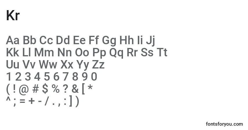 Czcionka Kr – alfabet, cyfry, specjalne znaki