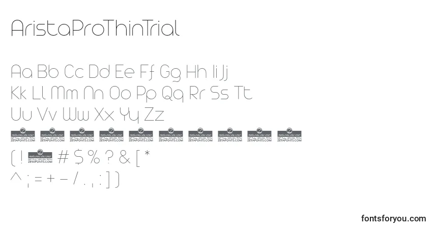 Schriftart AristaProThinTrial – Alphabet, Zahlen, spezielle Symbole
