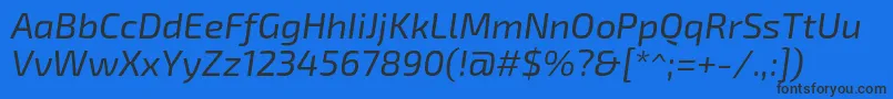 Exo2Italic-Schriftart – Schwarze Schriften auf blauem Hintergrund