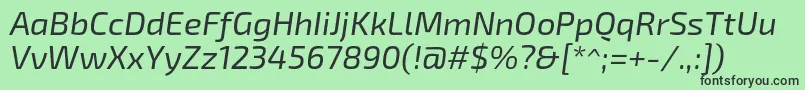 Exo2Italic-Schriftart – Schwarze Schriften auf grünem Hintergrund