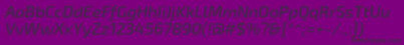 Exo2Italic-fontti – mustat fontit violetilla taustalla