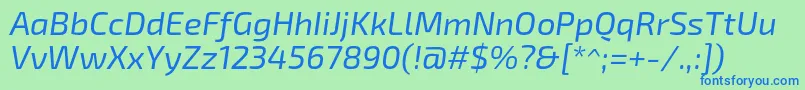 Exo2Italic Font – Blue Fonts on Green Background